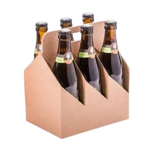 Flaschentr&auml;ger f&uuml;r 6 Flaschen, 186 x 123 x 225 mm, Zick-Zack-Kanten, braun