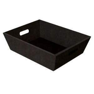 Geschenkkorb Pure Line, 350 x 254 x 120 mm, stabile Ausf&uuml;hrung, mit Griffl&ouml;cher, schwarz