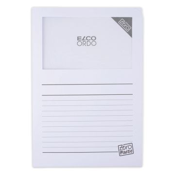 Dokumentenmappe, ELCO Ordo Zero, 220 x 310 mm (für A4-Dokumente), mit Linienaufdruck, Fenster Vorderseite, 120g/m2, weiss