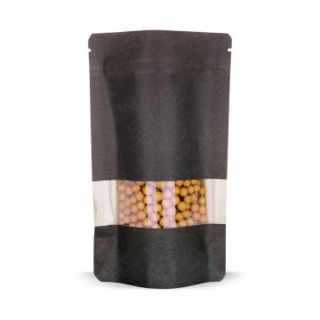 Standbodenbeutel mit Sichtfenster schwarz, 2000 ml, 210 x 310 mm, lebensmittelecht