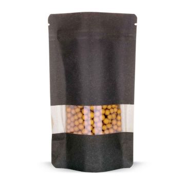 Standbodenbeutel mit Sichtfenster schwarz, 3000 ml, 250 x 340 mm, lebensmittelecht