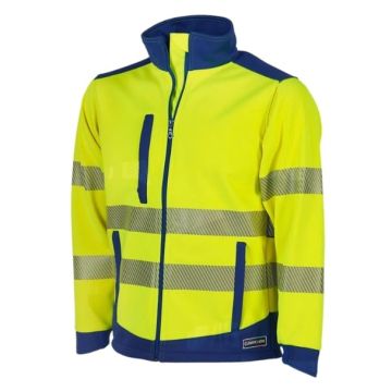 Allwetter-Warnschutzjacke CLIMACLEAN REFLEX, leuchtgelb/blau, mit Klimamembrane & Thermofleece, Grösse M