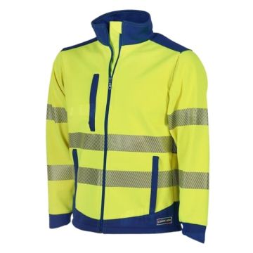 Allwetter-Warnschutzjacke CLIMACLEAN REFLEX, leuchtgelb/blau, mit Klimamembrane & Thermofleece, Grösse XXL