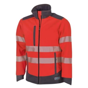 Allwetter-Warnschutzjacke CLIMACLEAN REFLEX, leuchtrot/grau, mit Klimamembrane & Thermofleece, Grösse M