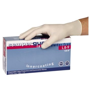 Einweghandschuhe SEMPERGUARD LATEX, weiss, ungepudert, Grösse S (6–7), 100 Stück