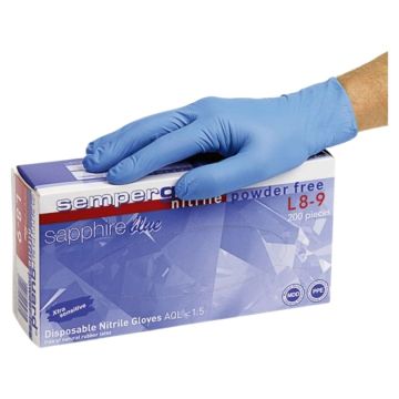 Einweghandschuhe SEMPERGUARD SAPPHIRE, blau, aus Nitril, Grösse S, 200 Stück