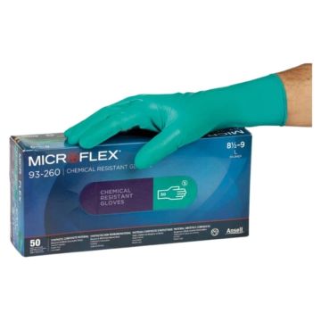 Einweghandschuhe ANSELL MICROFLEX 93-260, grün, lang & chemikalienbeständig, Grösse 07/S, 50 Stück