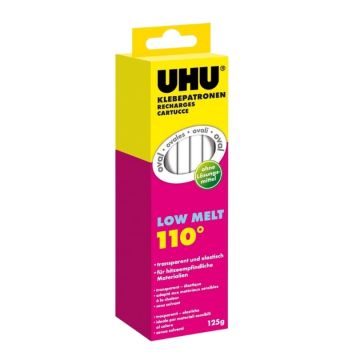 Heisskleber Klebepatronen UHU LOW MELT LT110, transparent, Packung 125 g